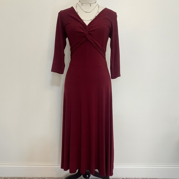 Venus Burgundy A-Line Dress - Picture 1 of 7